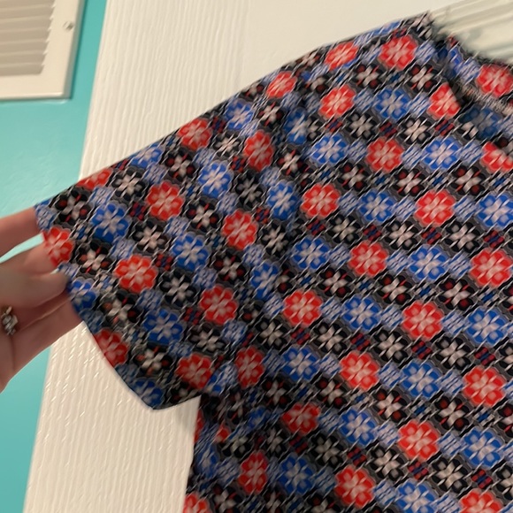 J. Crew Red and Blue Flower Patterned Top - Picture 3 of 7